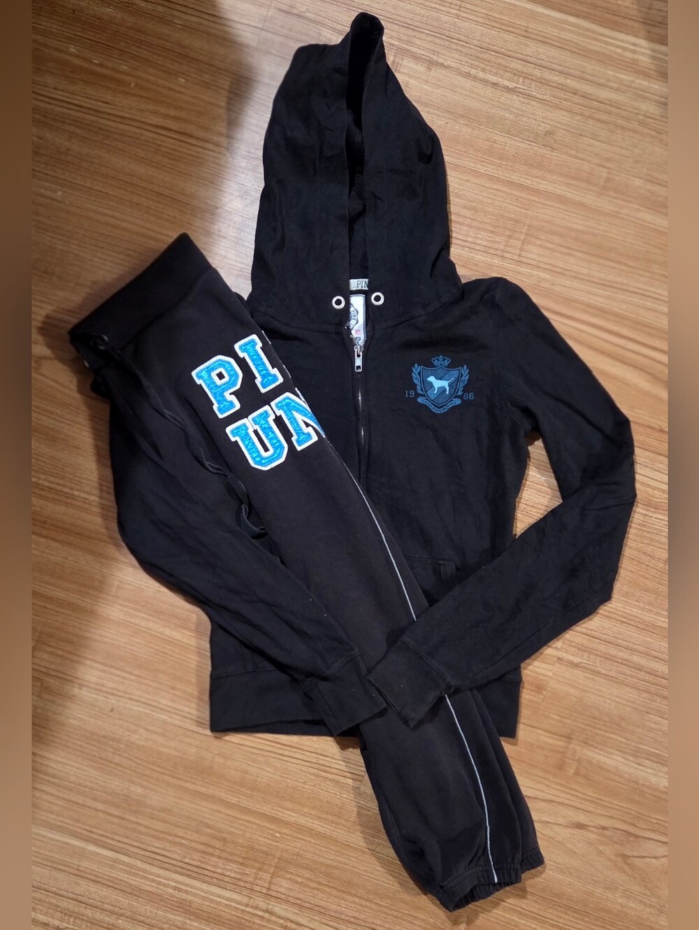 Victoria's Secret PINK University Y2K Vintage 08 Rare Black/Blue Set Size XS